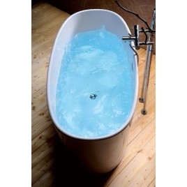 Baignoire îlot en marbre coulé TESS 157x70x67cm, blanche