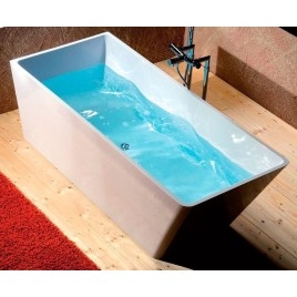 HERHIS Cast Marble Freestanding Bath 170x72x63cm, Blanc