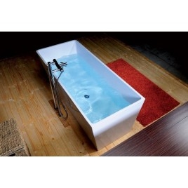 HERHIS Cast Marble Freestanding Bath 170x72x63cm, Blanc