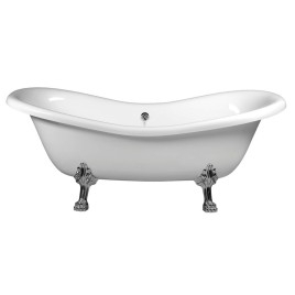 CHARLESTON Bath 188x83x69cm, Chrome Matt Legs, Blanc