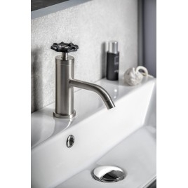 INDUSTRIE Robinet de mélangeur de lavabo sans déchets Pop Up, (H) 162 mm, nickel/noir