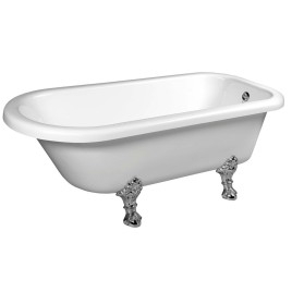 FOXTROT Bain libre 170x75x47cm, Chrome Matt Legs, Blanc