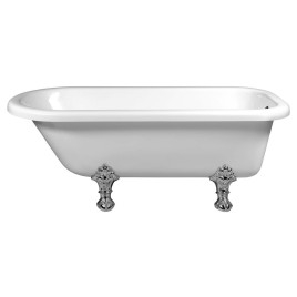 FOXTROT Bain libre 170x75x47cm, Chrome Matt Legs, Blanc