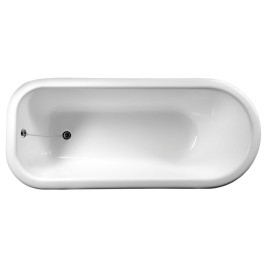 FOXTROT Bain libre 170x75x47cm, Chrome Matt Legs, Blanc