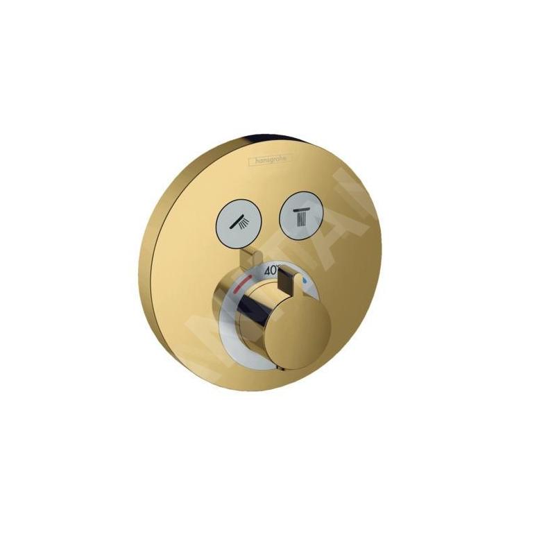 Hansgrohe Shower Select - Mitigeur thermostatique encastré, 2 sorties, or poli 15743990 Hansgrohe Shower Select - Mitigeur thermostatique encastré, 2 sorties, or poli 15743990