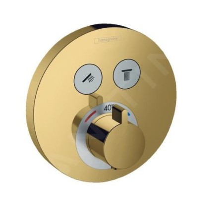 Hansgrohe Shower Select - Mitigeur thermostatique encastré, 2 sorties, or poli 15743990