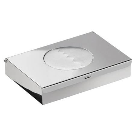 Distributeur sanitaire 134x26x90 mm, acier inoxydable poli