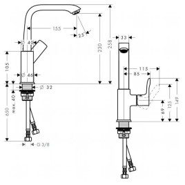 Hansgrohe Metris New - Mitigeur de lavabo 230, chrome 31081000