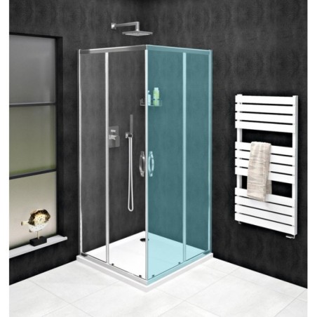 SIGMA SIMPLY Porte de douche coulissante pour entrée d'angle 1000 mm, verre clair