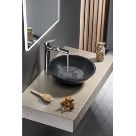 BLOK lavabo en pierre Ø 40 cm, marquin mat noir