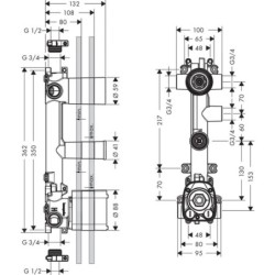 Axor Corps d’encastrement - Corps d’encastrement pour module thermostatique encastré pour trois sorties, chrome 36708180