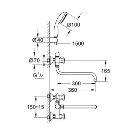Grohe Costa L - Mitigeur de baignoire polyvalent avec accessoires, chrome 2679010A