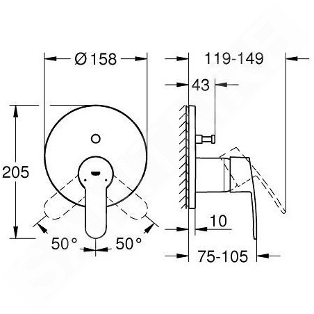 Grohe Eurostyle Cosmopolitan - Mitigeur encastrable pour 2 sorties, chrome 24052002