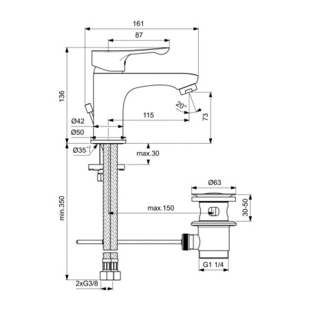 Ideal Standard Alpha - Mitigeur de lavabo avec garniture de vidage, chrome BC647AA