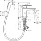 Hansgrohe Vernis Blend - Mitigeur de lavabo avec douchette à main Bidette, chrome 71215000