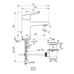 Ideal Standard CeraPlan - Mitigeur de lavabo avec vidage, chrome BD214AA