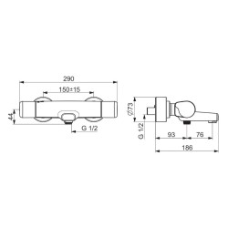 Hansa Care - Mitigeur thermostatique de baignoire, chrome 08717100