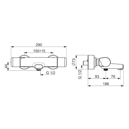Hansa Care - Mitigeur thermostatique de baignoire, chrome 08717100