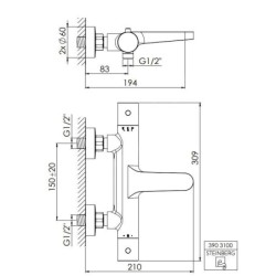 Steinberg 390 - Mitigeur thermostatique de baignoire, chrome 390 3100