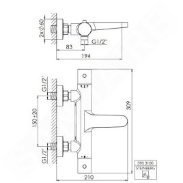 Steinberg 390 - Mitigeur thermostatique de baignoire, noir 390 3100 S