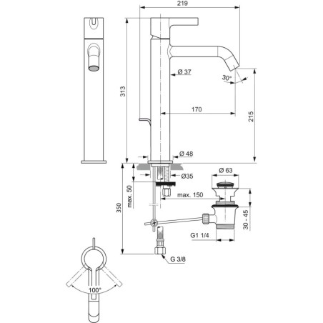 Ideal Standard Joy - Mitigeur de lavabo avec vidage, chrome BC781AA