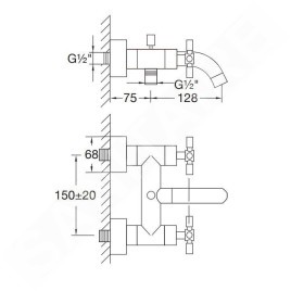 Steinberg 250 - Mitigeur de baignoire, nickel brossé 250 1100 BN