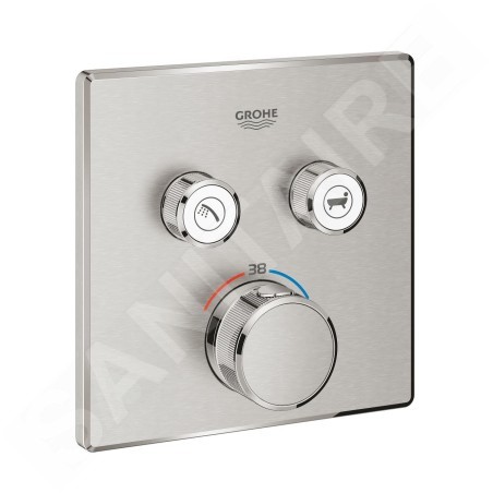 Grohe Grohtherm SmartControl - Mitigeur thermostatique encastré avec 2 soupapes, supersteel 29124DC0