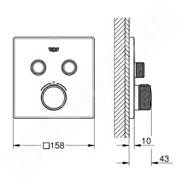 Grohe Grohtherm SmartControl - Mitigeur thermostatique encastré avec 2 soupapes, supersteel 29124DC0