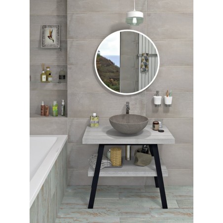 Table de lavabo TWIGA 100x72x50 cm, chêne noir mat/ancien