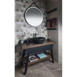 Table de lavabo TWIGA 110x72x50 cm, chêne noir mat/ancien