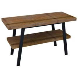 Table de lavabo TWIGA 110x72x50 cm, noir mat/bois neuf