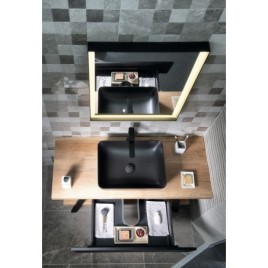 Table de lavabo TWIGA 130x72x50 cm, noir mat/Aquamarine