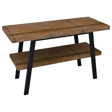 Table de lavabo TWIGA 130x72x50 cm, noir mat/bois neuf