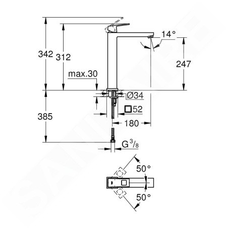 Grohe Eurocube - Mitigeur pour vasque, Hard Graphite brossé 23406AL0