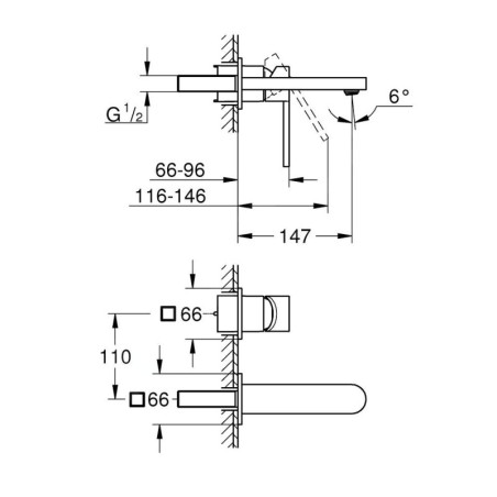 Grohe Plus - Mitigeur de lavabo encastré, installation à 2 trous, Hard Graphite brossé 29303AL3