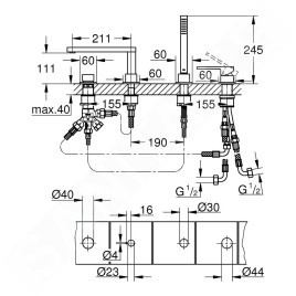 Grohe Plus - Mitigeur au bord de baignoire 4 trous, Hard Graphite brossé 29307AL3