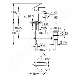 Grohe Wave Cosmopolitan - Mitigeur de lavabo avec vidage, chrome 23202000