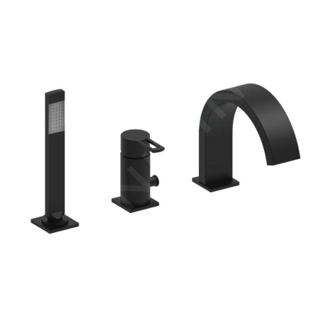 Paffoni Ringo - Robinetterie pour montage sur bord de baignoire, installation 3 trous, noir mat RIN040LNO