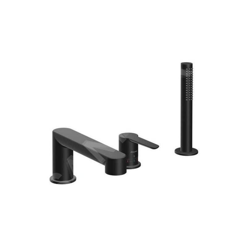 Ravak Puri - Robinetterie pour montage sur bord de baignoire, installation 3 trous, noir mat X070186