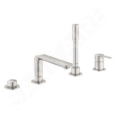 Grohe Lineare - Mitigeur pour montage sur bord de baignoire, installation 4 trous, supersteel 19577DC1