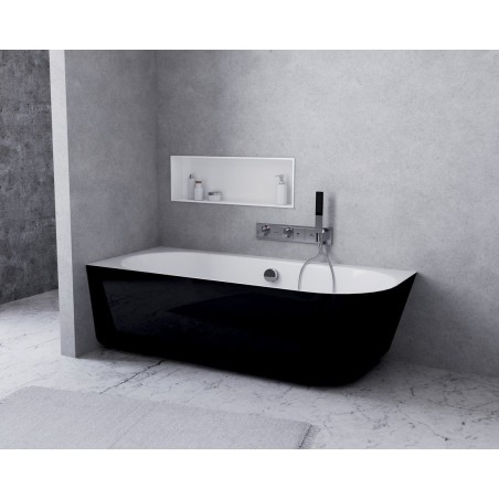 SUSSI L Cast Marble Freestanding Bath 160x70x50cm, noir/blanc