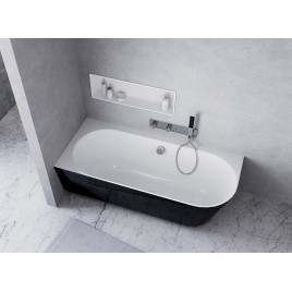 SUSSI L Cast Marble Freestanding Bath 160x70x50cm, noir/blanc