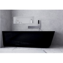 SUSSI L Cast Marble Freestanding Bath 160x70x50cm, noir/blanc