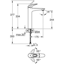 Grohe Eurostyle - Mitigeur de lavabo XL, blanc lunaire/ chrome 23570LS3
