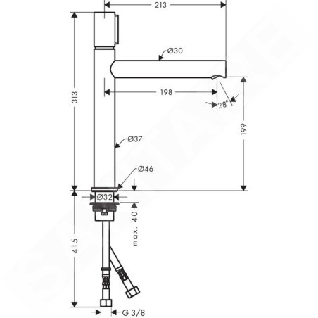 Axor Uno - Mitigeur de lavabo Select 200, nickel brossé 45013820