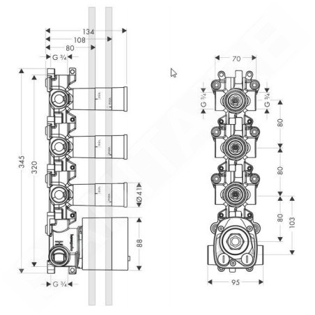 Axor Corps d’encastrement - Corps d’encastrement pour module thermostatique 10750180