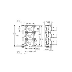 Grohe Rapido - Rapido C - Corps encastré pour inverseur à trois voies 35031000
