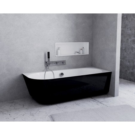 SUSSI R Cast Marble Freestanding Bath 160x70x50cm, noir/blanc