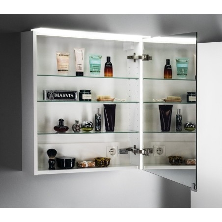 LINEX armoire miroir incl. Lumière LED, 60x70x15cm, gauche/droite, blanc