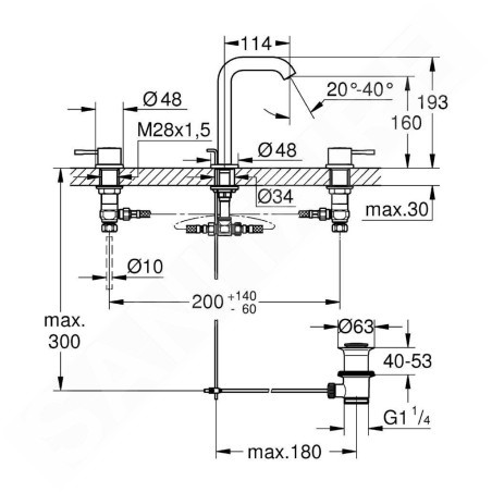 Grohe Essence - Mitigeur de lavabo à 3 trous M, chrome 20296001